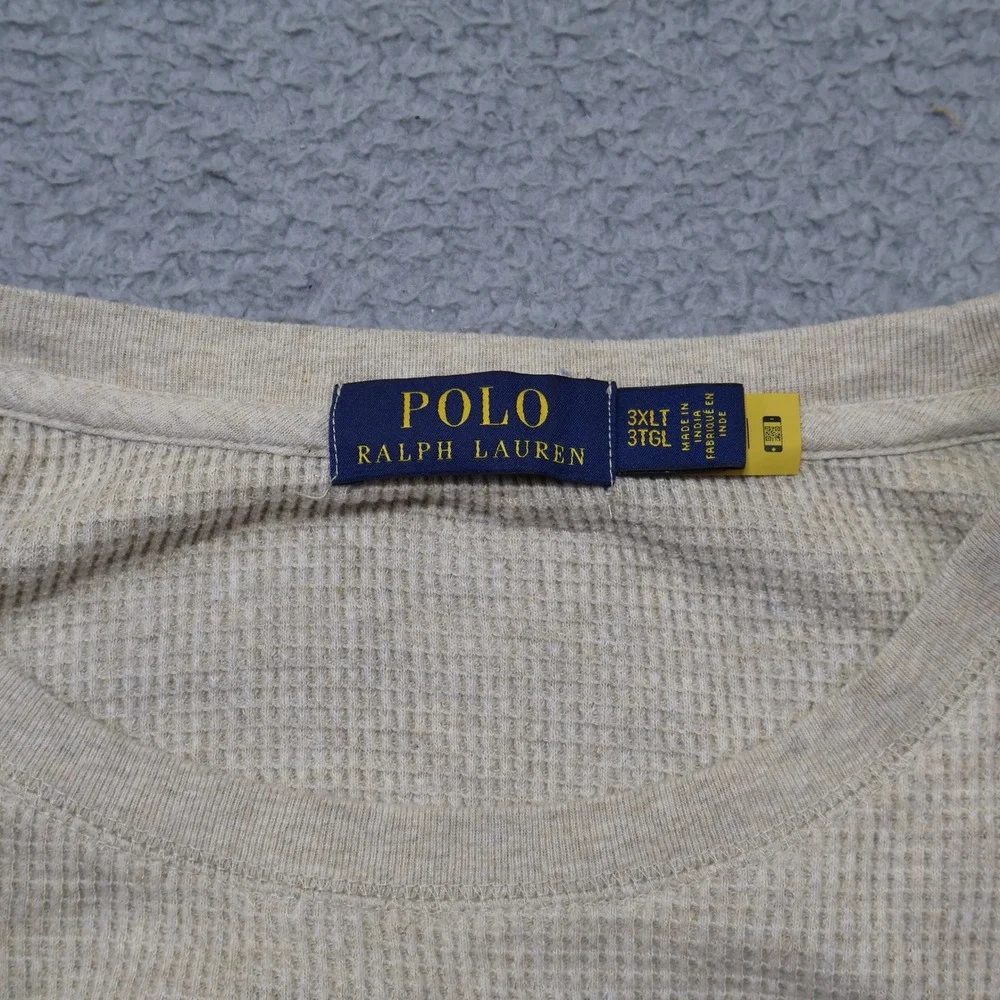 Polo Ralph Lauren Mens 3XLT Waffle Knit Thermal Long Sleeve Shirt Oatmeal Beige